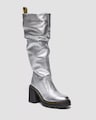 KASEY METALLIC LEATHER KNEE HIGH HEELED BOOTS in 