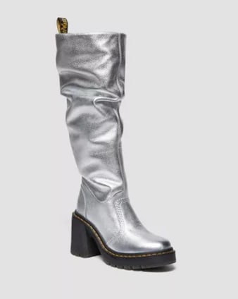 KASEY METALLIC LEATHER KNEE HIGH HEELED BOOTS in 