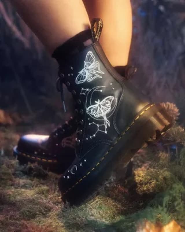 JADON CELESTIAL MOTH EMBROIDERED PLATFORM BOOTS in 