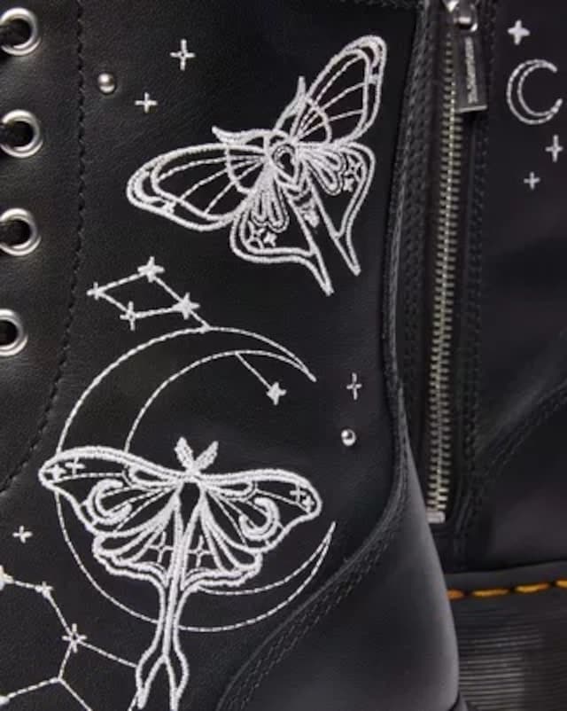 JADON CELESTIAL MOTH EMBROIDERED PLATFORM BOOTS in 